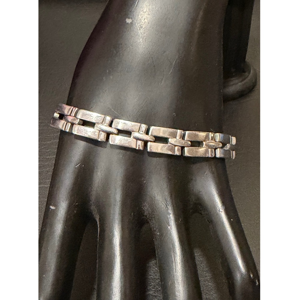 Link Bracelet Unisex 7.25 in Silver Tone Stainless Steel Industrial Unbranded